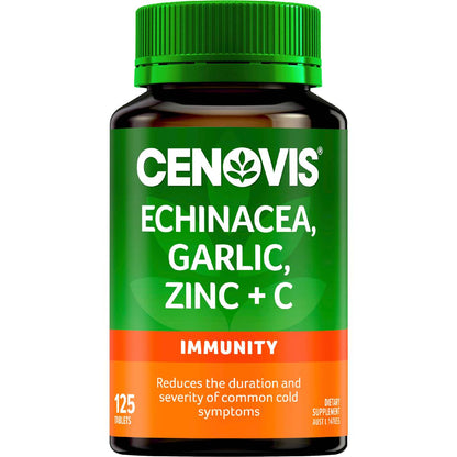 Cenovis Echinacea Garlic Zinc & Vitamin c For Immune Support 125 Pack