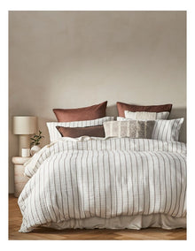 Sandridge Yarn Dye Cotton Quilt Cover Set in White and Chocolate Stripe