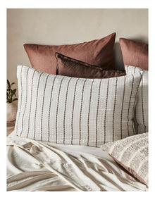 Sandridge Yarn Dye Cotton Quilt Cover Set in White and Chocolate Stripe