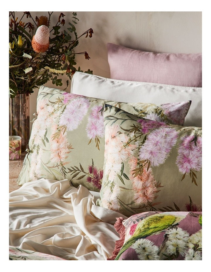 Bottlebrush Cotton Sateen Quilt Cover Set in Green