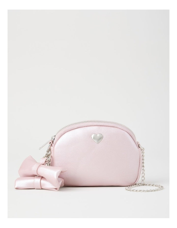 Origami Satin Bow Cross Body Bag in Pink