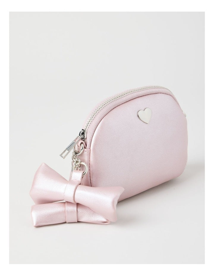 Origami Satin Bow Cross Body Bag in Pink
