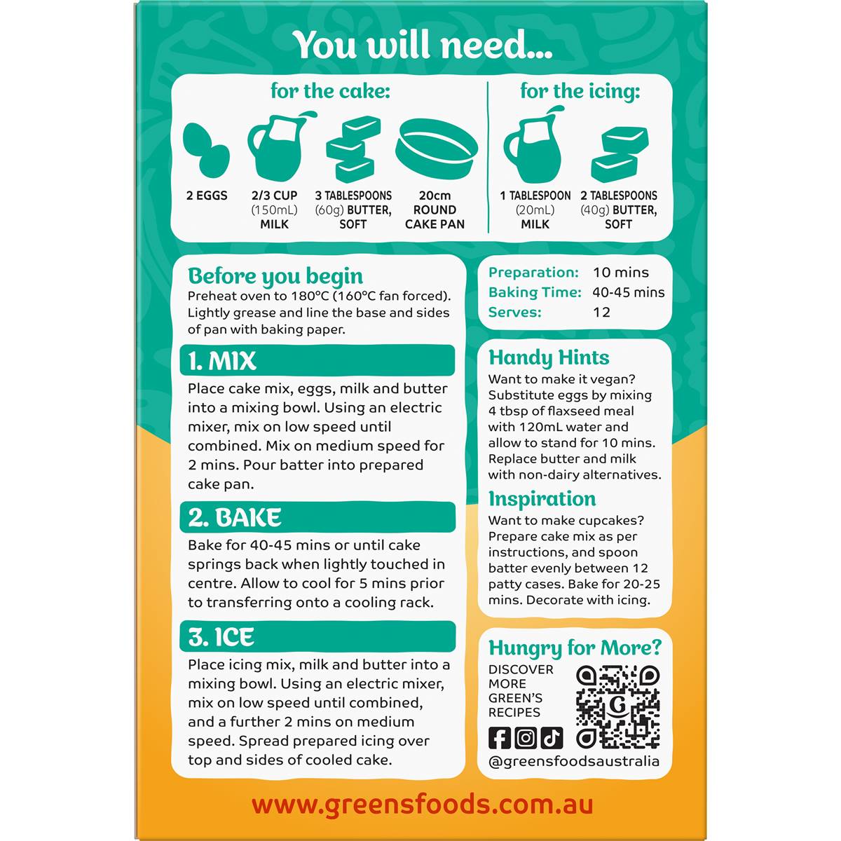 Green's Traditional  Orange Cake Mix 470g