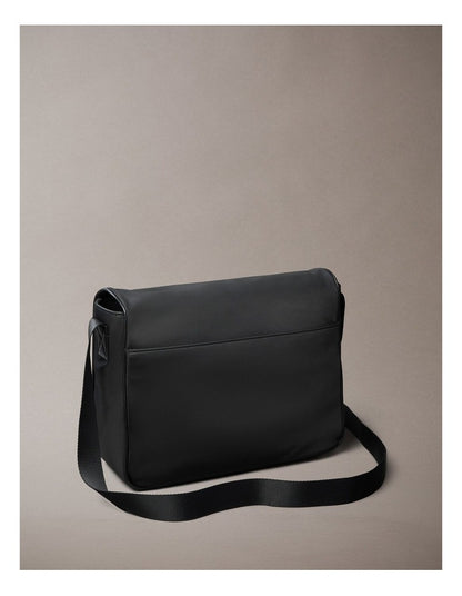 Raised Logo Flap Messenger in Black