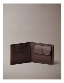 Foil Embossed Logo Bifold Wallet with Coin Pouch in Chocolate Martini