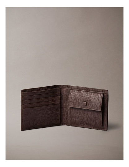 Foil Embossed Logo Bifold Wallet with Coin Pouch in Chocolate Martini