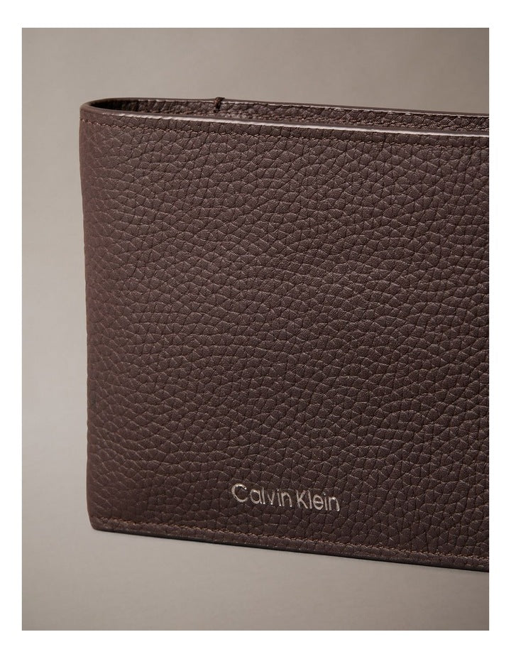 Foil Embossed Logo Bifold Wallet with Coin Pouch in Chocolate Martini