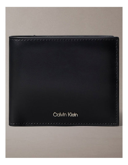 Raised Bi-fold Wallet with Coin and Credit Card Holder in Black