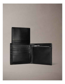 Raised Bi-fold Wallet with Coin and Credit Card Holder in Black