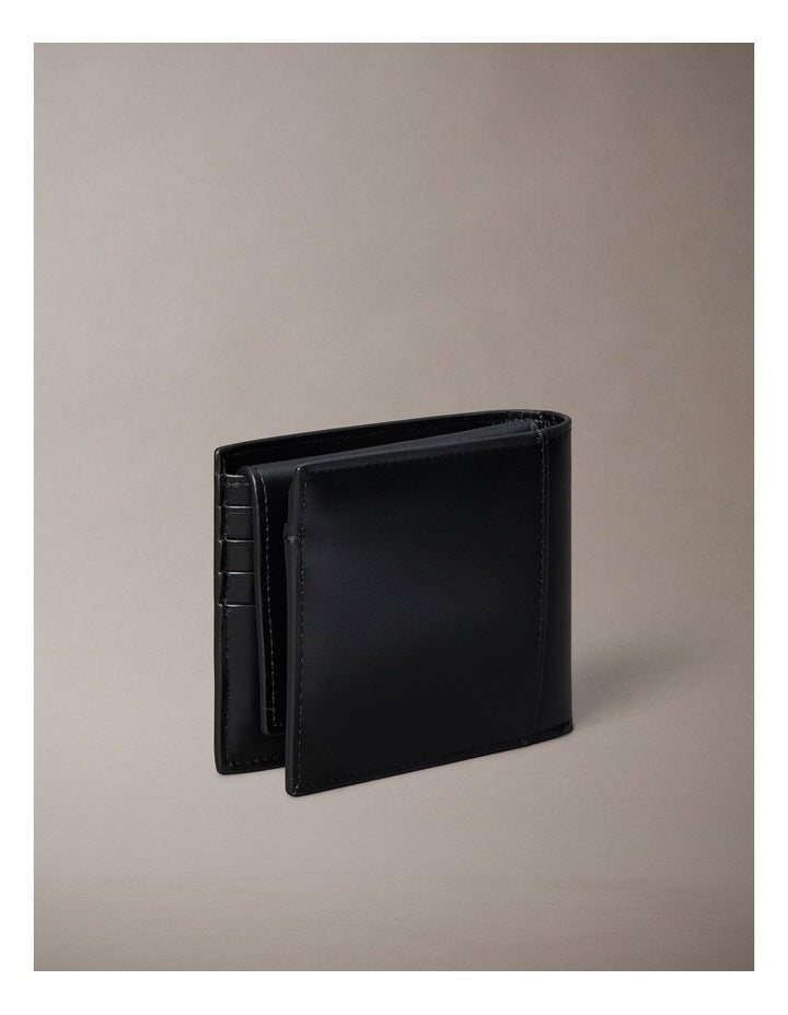 Raised Bi-fold Wallet with Coin and Credit Card Holder in Black