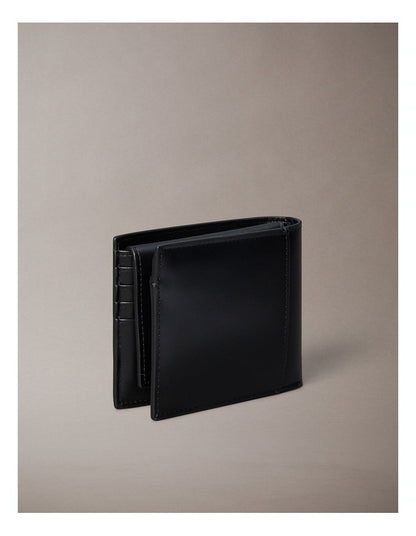 Raised Bi-fold Wallet with Coin and Credit Card Holder in Black