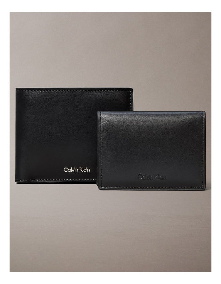 Raised Bi-fold Wallet with Coin and Credit Card Holder in Black