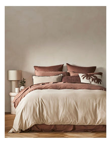 Palm Cove Washed Bamboo Cotton Reversible Quilt Cover Set in Clay and Dune
