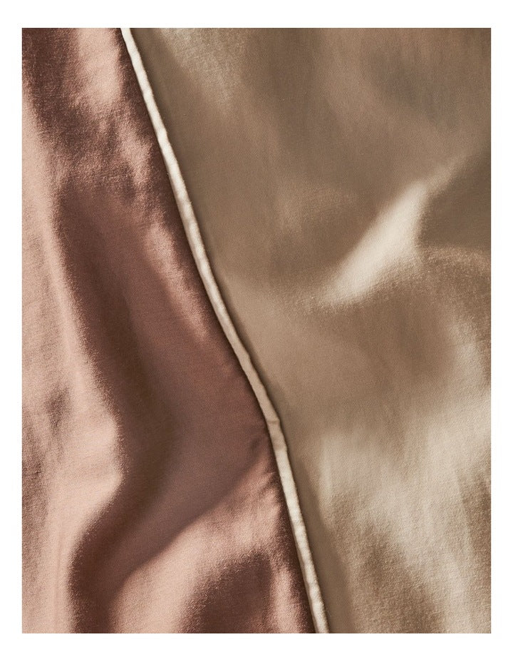 Palm Cove Washed Bamboo Cotton Reversible Quilt Cover Set in Clay and Dune