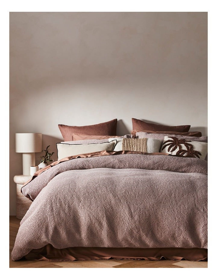 Beechworth Stonewashed Cotton Waffle Quilt Cover Set in Dove