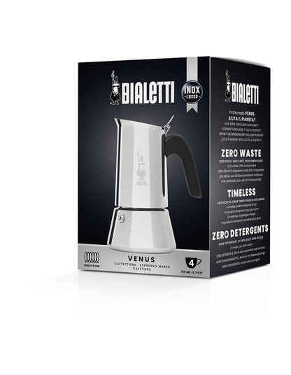 Venus Stainless Steel Induction 4 Cup Coffee Pot in Silver