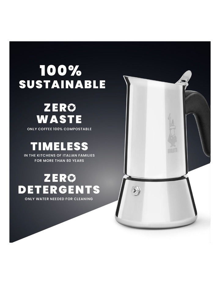Venus Stainless Steel Induction 4 Cup Coffee Pot in Silver