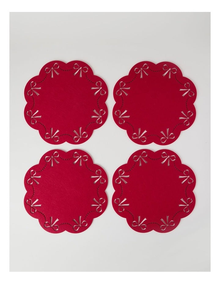 Heirloom Bow Placemat Set of 4 35cm in Red