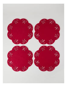 Heirloom Bow Placemat Set of 4 35cm in Red