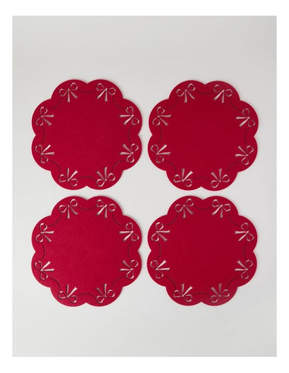 Heirloom Bow Placemat Set of 4 35cm in Red