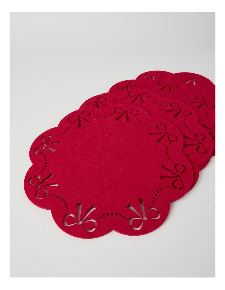 Heirloom Bow Placemat Set of 4 35cm in Red
