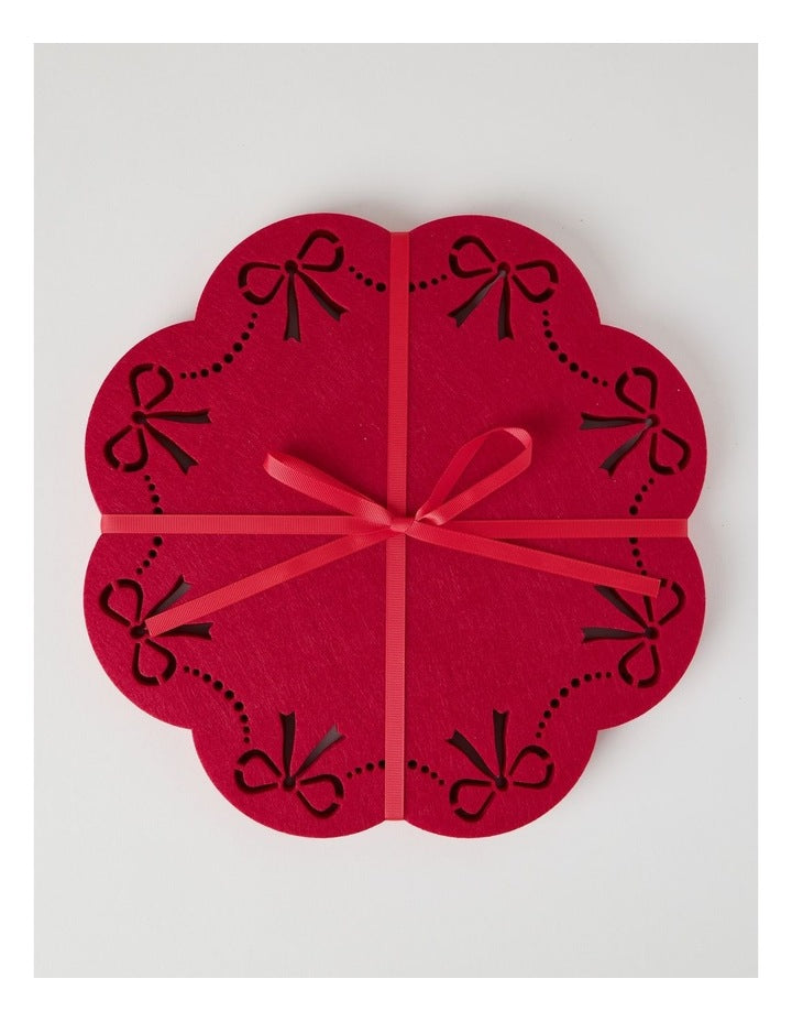 Heirloom Bow Placemat Set of 4 35cm in Red