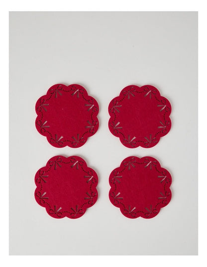 Heirloom Bow Coaster Set of 4 13cm in Red