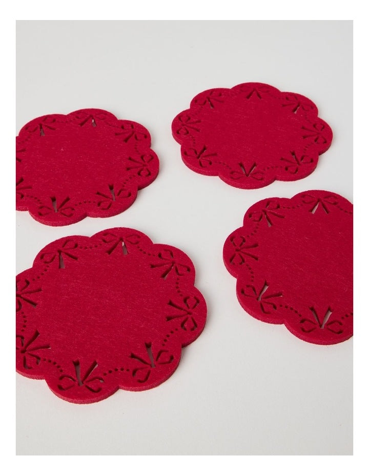 Heirloom Bow Coaster Set of 4 13cm in Red