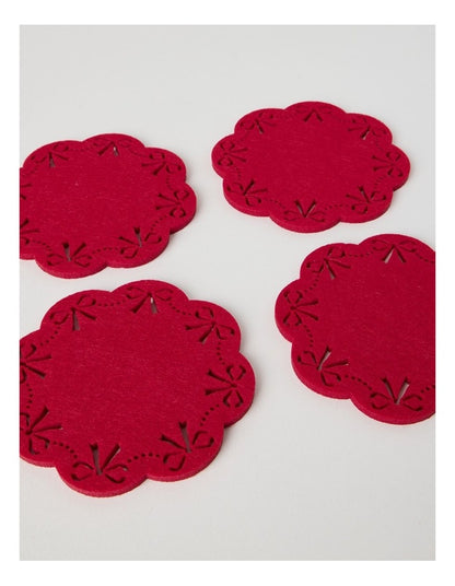 Heirloom Bow Coaster Set of 4 13cm in Red