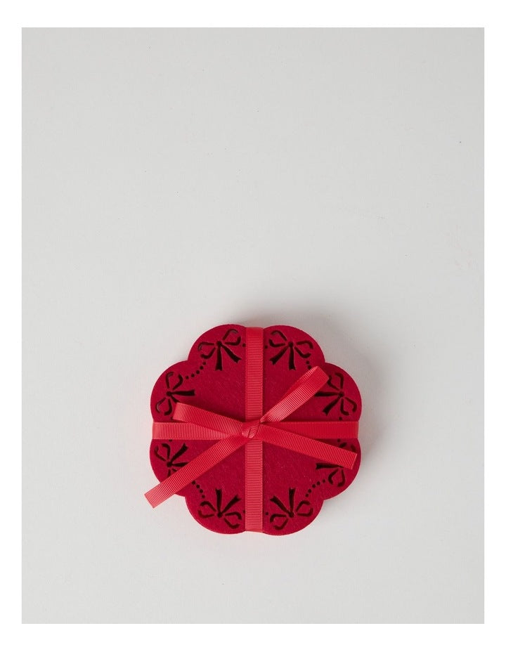 Heirloom Bow Coaster Set of 4 13cm in Red