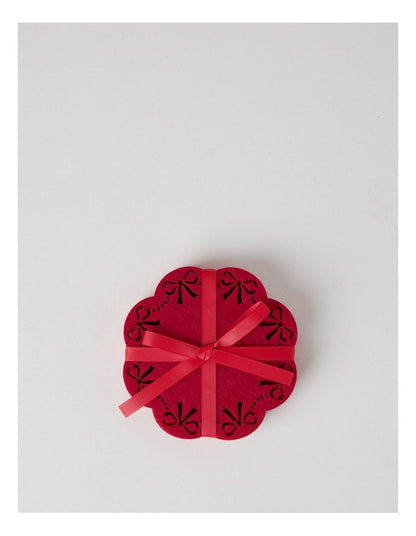 Heirloom Bow Coaster Set of 4 13cm in Red