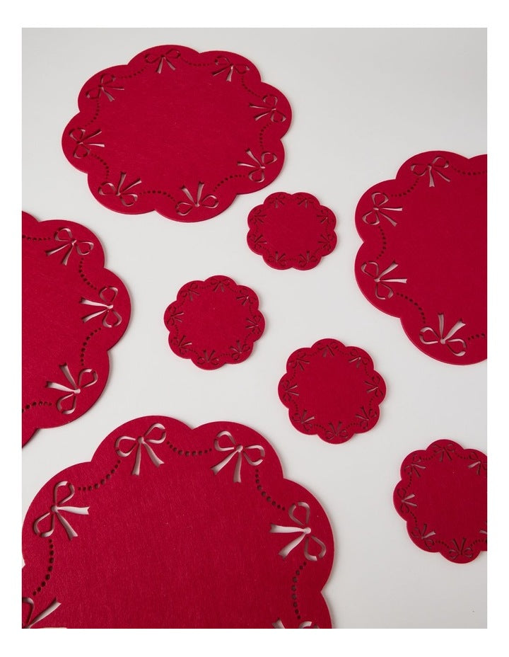 Heirloom Bow Coaster Set of 4 13cm in Red