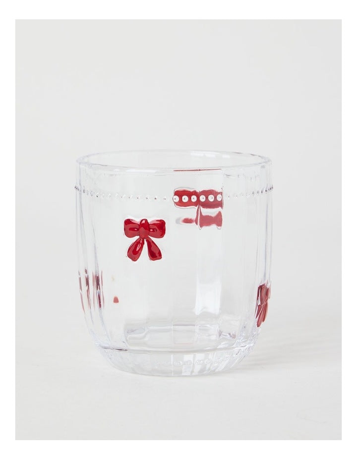 Embossed Bow Tumbler Set of 4 330ml in Red