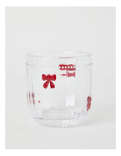 Embossed Bow Tumbler Set of 4 330ml in Red