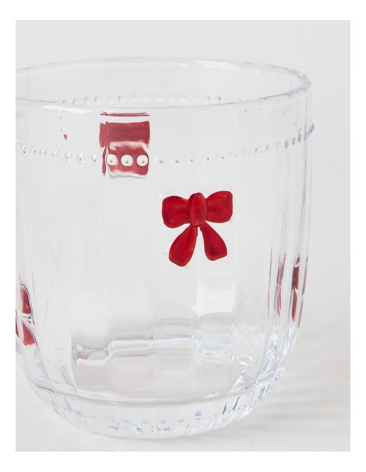 Embossed Bow Tumbler Set of 4 330ml in Red