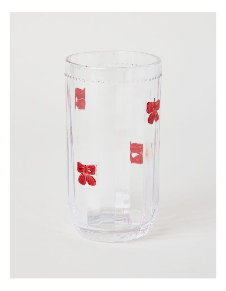 Embossed Bow High Ball Set of 4 460ml in Red