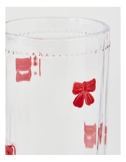 Embossed Bow High Ball Set of 4 460ml in Red