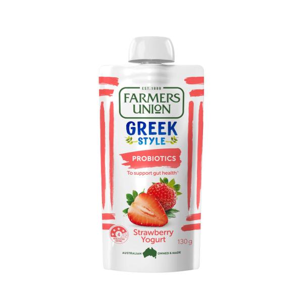 FARMERS UNION GREEK YOGHURT POUCH STRAWBERRY:.:130 GRAM