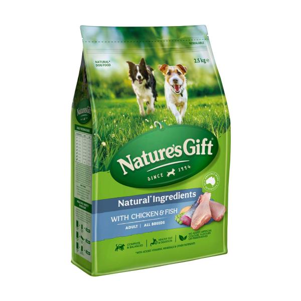 NATURE'S GIFT ADULT ALL BREEDS DRY DOG FOOD WITH CHICKEN & FISH 2.5KG
