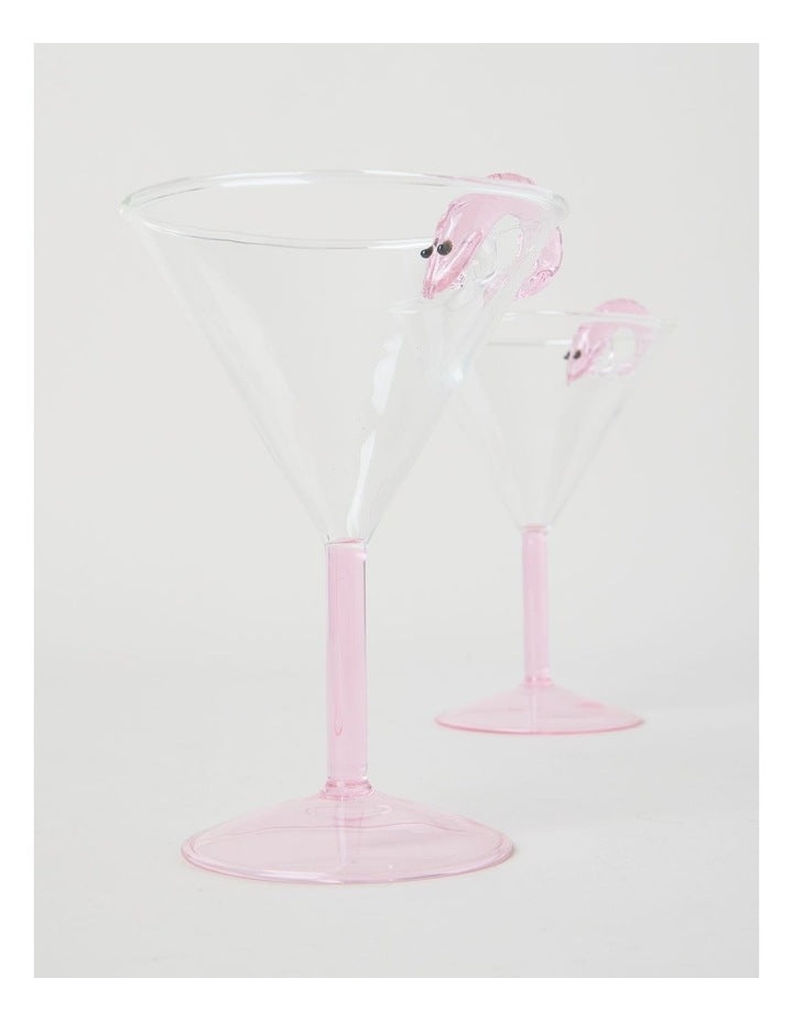 Martini Prawn Glass Set of 2 220ml in Pink