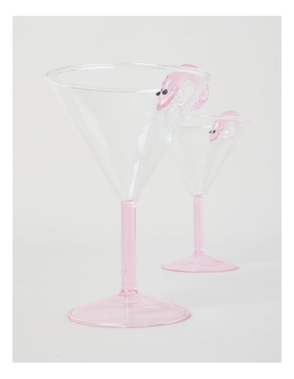 Martini Prawn Glass Set of 2 220ml in Pink