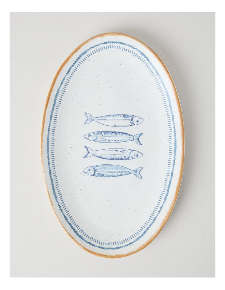 Pisces Oval Platter in White