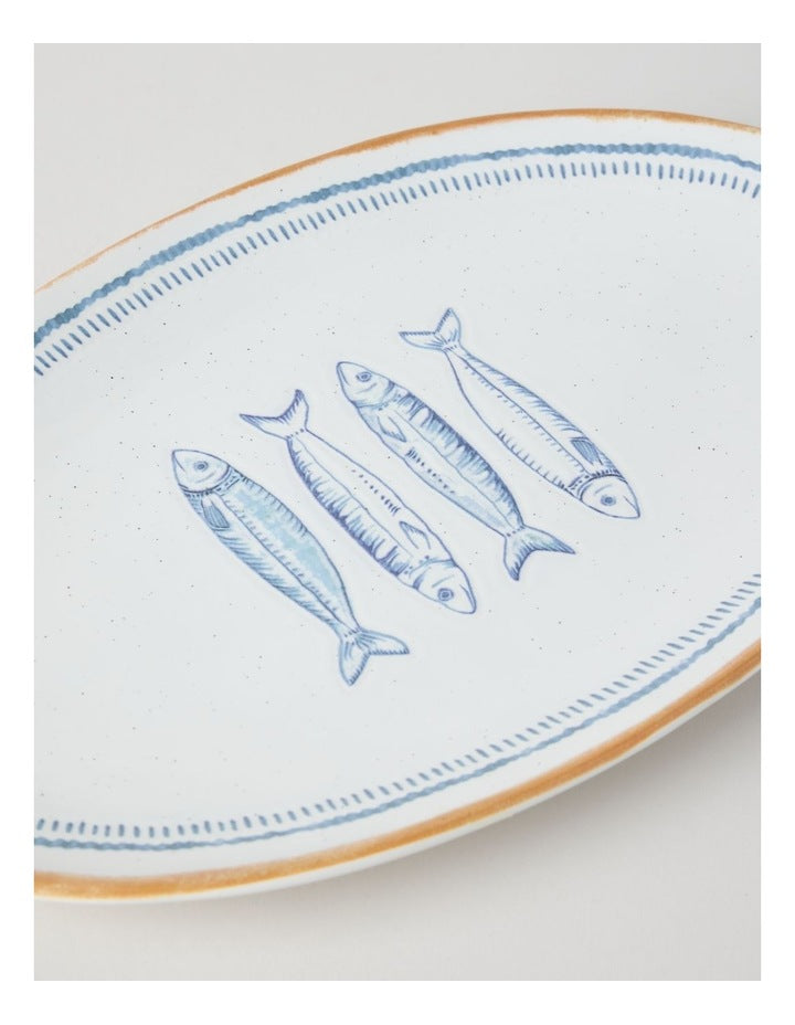Pisces Oval Platter in White