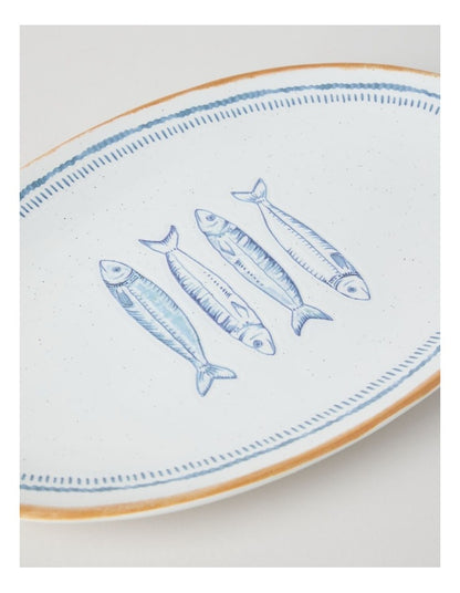 Pisces Oval Platter in White