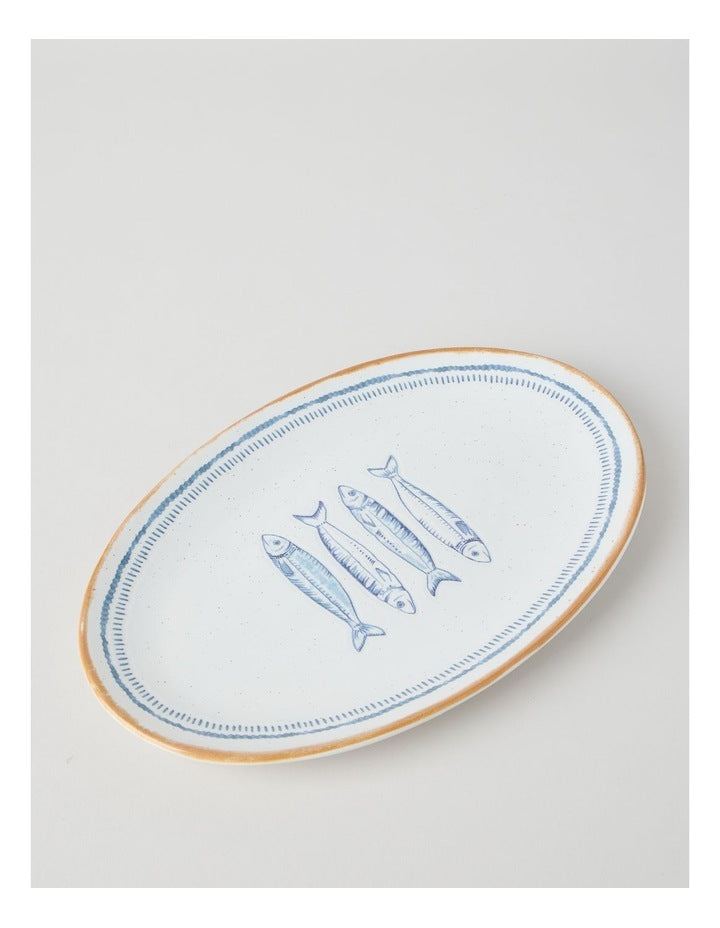 Pisces Oval Platter in White
