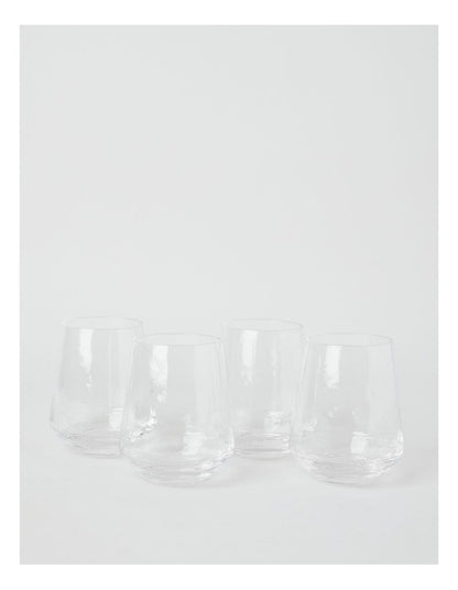 Hammered Tumbler Set of 4 400ml in Clear