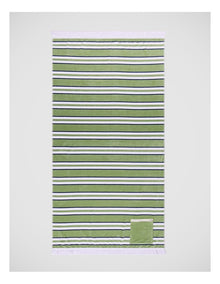 Pocket Stripe Beach Towel in Green