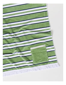 Pocket Stripe Beach Towel in Green