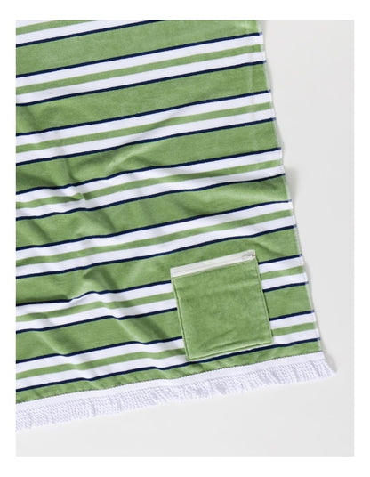 Pocket Stripe Beach Towel in Green