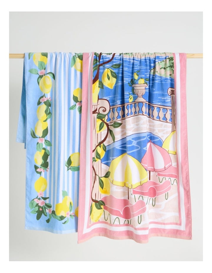 Lemon Printed Beach Towel in Multi